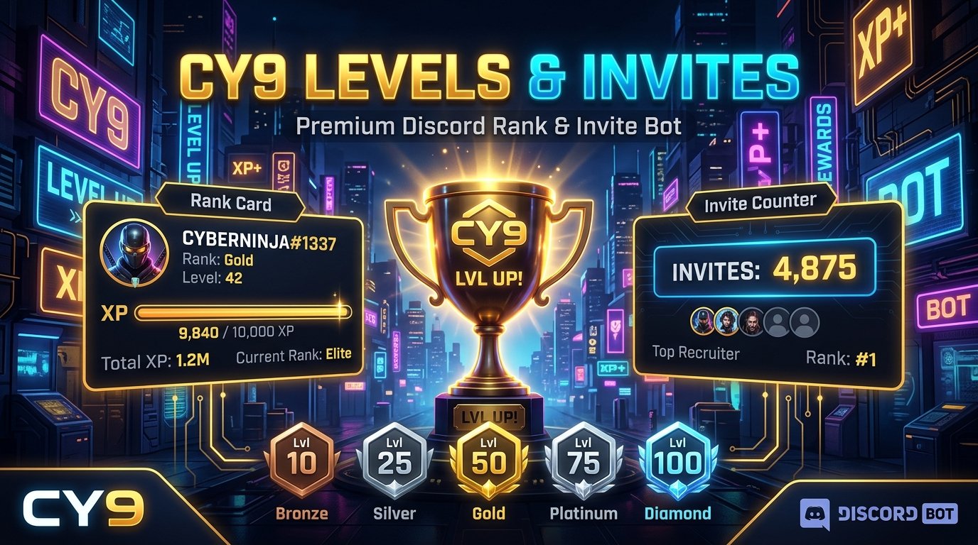 CY9-Levels - Leveling, HD Rank Cards & Invite Tracker Bot